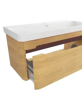 Kúpeľňový nábytok Kúpeľňová skrinka s umývadlom SAT Fusion 97,5x43x45 cm dub medový mat SATFUSION100DMMW SATFUSION100DMMW