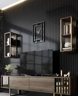 Obývacie steny TV skrinka / Obývacia stena Gold Line - Walnut, Black
