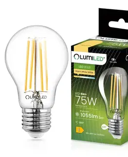 Žiarovky E27 Žiarovka LED A60 FIL CL 8W E27 1055LM 3000K