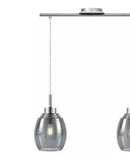 Svietidlá BRILAGI - LED luster na lanku RETRO GLASS 2xE27/60W/230V matný chróm/dymovo šedá 1xEG32519+2xNSTK7417