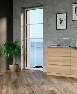 Komody a skrinky Široká komoda so zásuvkami WALMA M6 140, dub sonoma