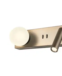 Svietidlá Redo 01-4662 - LED nástenné svietidlo NORMA LED/5W/230V+LED/3W CRI90 USB bronzové 01-4662
