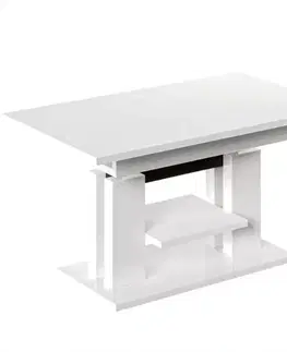 Konferenčné stolíky s úložným priestorom Rozkladací stôl Iso 110/170x65cm Biely lesk