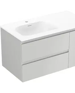 Kúpeľňový nábytok MEXEN/S - Orio kúpeľňová skrinka 90 cm s umývadlom Vela ľavá, 2S, 1D, sivá mat/biela mat 91A13-09047-3-BBFFF62-W23L01