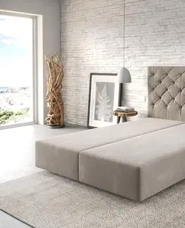Rámy postelí DELIFE Boxspring posteľ Dream-Great 140x200 cm mikrovlákno béžová