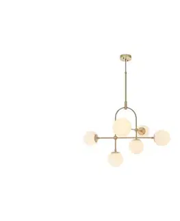 Svietidlá Endon 90842 - Stropný luster na tyči ONTARIO 6xE14/7W/230V mosadz/biela 90842