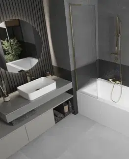 Sprchové dvere MEXEN/S - Next L vaňová zástena FIX 50 x 150, prúžky, zlatá 895-050-000-03-09-50