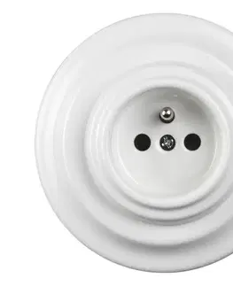 Predlžovacie káble Elhard - Keramická retro zásuvka domová s rámikom 230V biela EF0088+EF0086