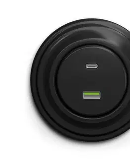 Predlžovacie káble lap - Retro USB zásuvka A+C s rámčekom, čierna KA0016+KA0071