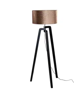 Stojace lampy Stojacia lampa čierna s zamatovým tienidlom krokodíl 50 cm - Puros
