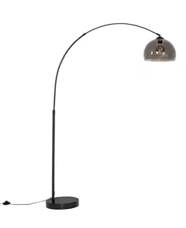 Oblúkové lampy Moderná oblúková lampa čierna s dymovým sklom - Arc