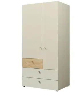 Šatníkové skrine Skriňa Yuki 2 Sivá Béžová/Olejovaný Dub