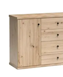 Komody KONDELA Koli C-4 dvojdverová komoda so zásuvkami dub artisan / čierna