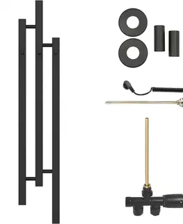 Doplnky do kúpeľne CERANO - Koupelnový radiátorový set Fabiano - kombinované vytápění, termo tyč - boční jednobodové připojení - 300W - černá matná - 1200x220 mm CER-634108