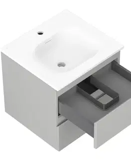 Kúpeľňový nábytok MEXEN/S - Orio kúpeľňová skrinka 50 cm s umývadlom Vela, 2 zásuvky, sivá mat/biela mat 91A10-05047-2-BFF62-W23M01