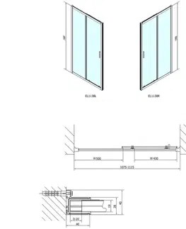 Sprchovacie kúty POLYSAN - EASY sprchové dvere 1100, sklo Brick EL1138