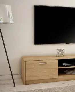 TV stolíky MAREK 028 TV stolík s dvierkami a policami 160cm, dub sonoma