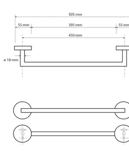 Držadlá k vani SAPHO - X-ROUND GUN METAL držiak uterákov 450, gun metal XR402GM