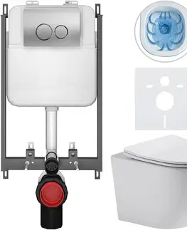 Záchody CERANO - Kompletný WC set Basic/Cesso - biela lesklá - WC tlačidlo Dualo/Strieborná - na zamurovanie - 49x36 CER-8050BD85936