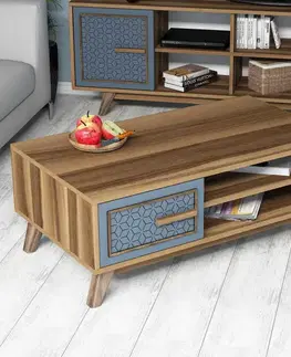 Konferenčné stolíky Konferenčný stolík Ayla - Walnut, Blue