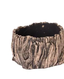Kvetináče a truhlíky Betónový kvetináč Dekor kôra stromu, hnedá, 17 x 10 cm, 