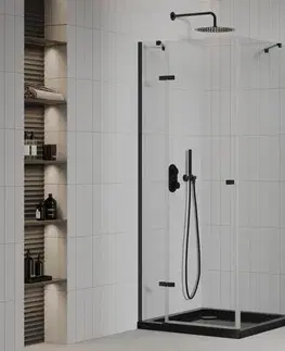Vane MEXEN/S - Roma sprchovací kút 80x80, transparent, čierna + čierna vanička so sifónom 854-080-080-70-00-4070B