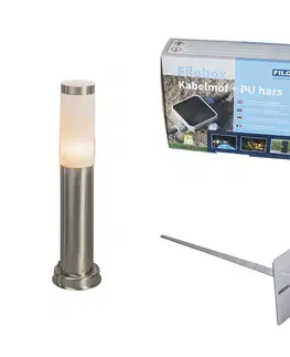 Zahradne stlpove lampy Vonkajšia lampa na stĺp oceľ 45 cm IP44 - Rox s uzemňovacím kolíkom a káblovou objímkou
