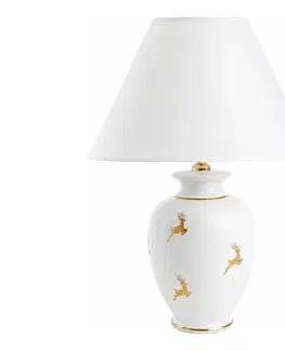 Lampy Kolarz 731.70W.150 - Stolová lampa NONNA 1xE27/100W/230V, s motívom jeleňa, biela/zlatá 731.70W.150