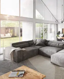 Sedacie súpravy XL DELIFE Pohovka v tvare U Sirpio XL 360x260 cm mikrovlákno taupe ležadlo variabilné
