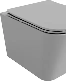 Záchody MEXEN - Teo Závesná WC misa Rimless vrátane sedátka s slow, Duroplast, svetlo šedá mat 30854061
