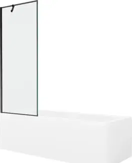 Sprchové dvere MEXEN/S - Cubik obdĺžniková vaňa 160 x 70 cm s panelom + vaňová zástena 70, čierna vzor 550316070X9507007070