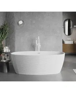 Vane MEXEN/S - Lira voľne stojaca vaňa vzor 170 x 80, biela, sifón a prepad biela 52831708000-20