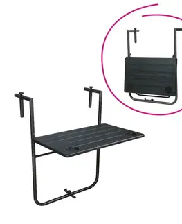 Záhradné stoly KONDELA Uzor skladací balkónový stolík čierna