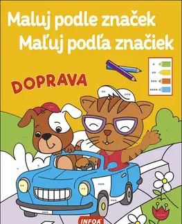 Nalepovačky, vystrihovačky, skladačky Maluj podle značek/Maľuj podľa značiek - Doprava