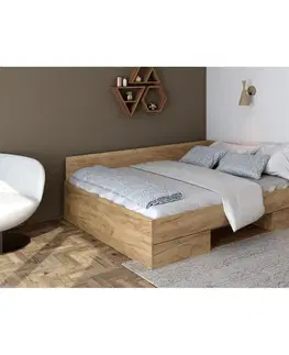 Postele KONDELA Boat 160 posteľový rám s úložným priestorom dub artisan