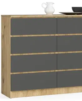 Komody a skrinky Moderná vysoká komoda, MICHALA120, dub Artisan / grafit
