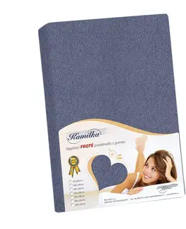 Plachty Bellatex Froté prestieradlo na vysoký matrac modrosivá, 180 x 200 + 40 cm