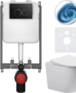 Záchody CERANO - Kompletný WC set Basic/Cesso - biela lesklá - WC tlačidlo Dualo/Čierna - na zamurovanie - 49x36 CER-8050BD85976