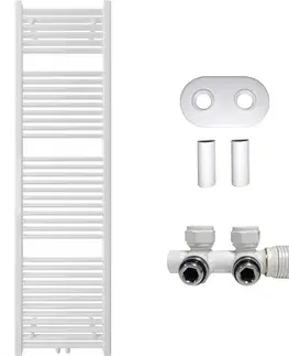 Doplnky do kúpeľne CERANO - Kúpeľňový radiátorový set Lincoln - ústredné vykurovanie - stredové pripojenie 50 mm - 559W - biela lesklá - 1800x500 mm CER-663418