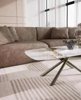 Konferenčné stolíky DELIFE Konferenčný stolík Edge zaoblený tvar 120x70 cm keramika Minas Melange Sarity kov efektový povrch titánová farba