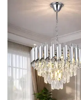 Svietidlá BRILAGI – závesný luster na reťazi ECLIPSE 5×E14/10W/230V, pr. 38 cm, strieborný BG72441