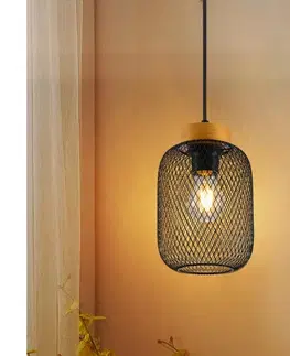 Svietidlá BRILAGI - Závesné svietidlo na lanku BASKLITE 1xE27/15W/230V drevo/čierna BRI426