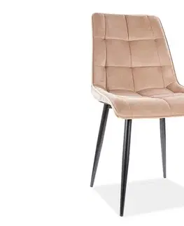 Kuchynské a jedálenské stoličky Signal Jedálenská stolička CHIC VELVET | čierne nohy Farba: Béžová / Bluvel 28