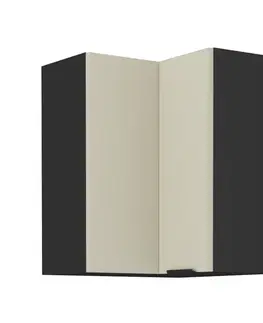 Kuchynské horné skrinky KONDELA Araka 60x60 GN-72 2F horná rohová kuchynská skrinka kašmír / čierna