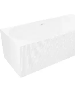 Vane MEXEN/S - Silo voľne stojaca rohová vaňa ľavá reliéf 150 x 75, biela, sifón a prepad biela 52891507500L-20