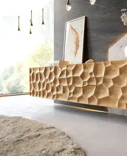 Televízne stolíky DELIFE TV stolík Solu 175 cm dub prírodný 2 dvierka 2 zásuvky závesný 3D čelo