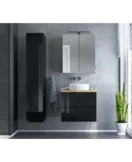 Skrinky do kúpeľne ArtDef Vysoká skrinka do kúpeľne MODUS BLACK C30