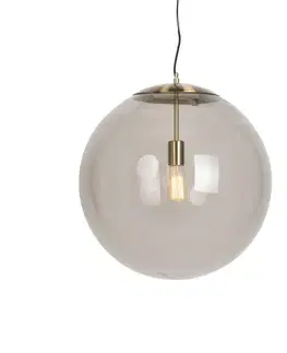 Závesné svietidlá Moderné závesné svietidlo mosadz s dymovým sklom 50 cm - Ball