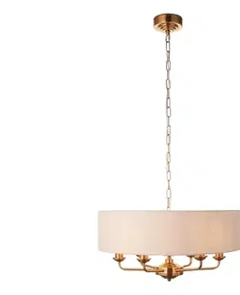 Svietidlá Endon 110722 - Závesný luster HIGHCLERE na reťazi 6xE14/40W/230V, béžová/mosadz, priemer 55 cm 110722