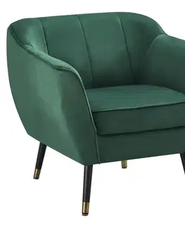 Kreslá KONDELA Vioda dizajnové kreslo zelená (Velvet)